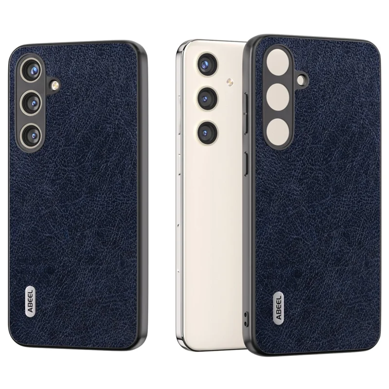 ABEEL For Samsung Galaxy S24+ Litchi Texture Case Leather Coated PC+TPU Phone Cover - Azul