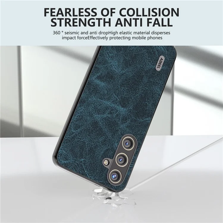 ABEEL Para Samsung Galaxy S24 Litchi Texture Phone Case PU Leather+PC+TPU Anti-Scratch Cover - Blue