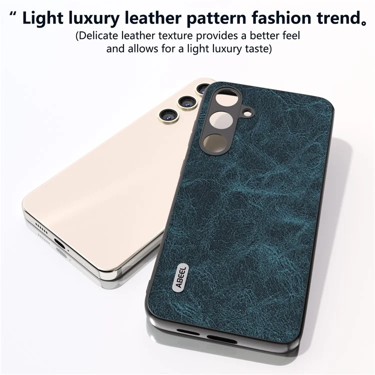 ABEEL Para Samsung Galaxy S24 Litchi Texture Phone Case PU Leather+PC+TPU Anti-Scratch Cover - Blue