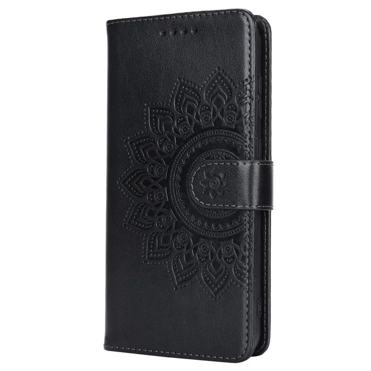 Per Samsung Galaxy S23+ Case R61 Texture Flower Imprinted PU Leather Phone Cover con Wallet Stand - Nero