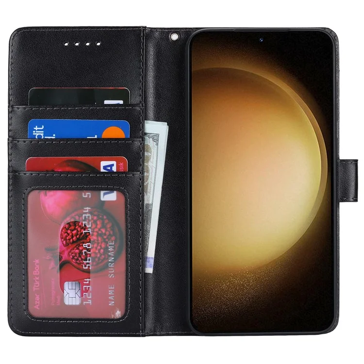 Per Samsung Galaxy S23+ Case R61 Texture Flower Imprinted PU Leather Phone Cover con Wallet Stand - Nero