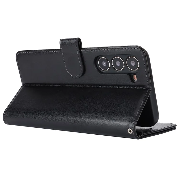 Per Samsung Galaxy S23+ Case R61 Texture Flower Imprinted PU Leather Phone Cover con Wallet Stand - Nero