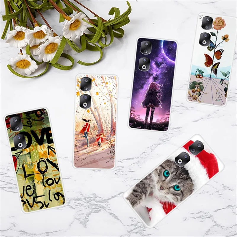 For Honor 90 TPU Protective Case Printing Pattern Phone Cover - Colorful Flowers