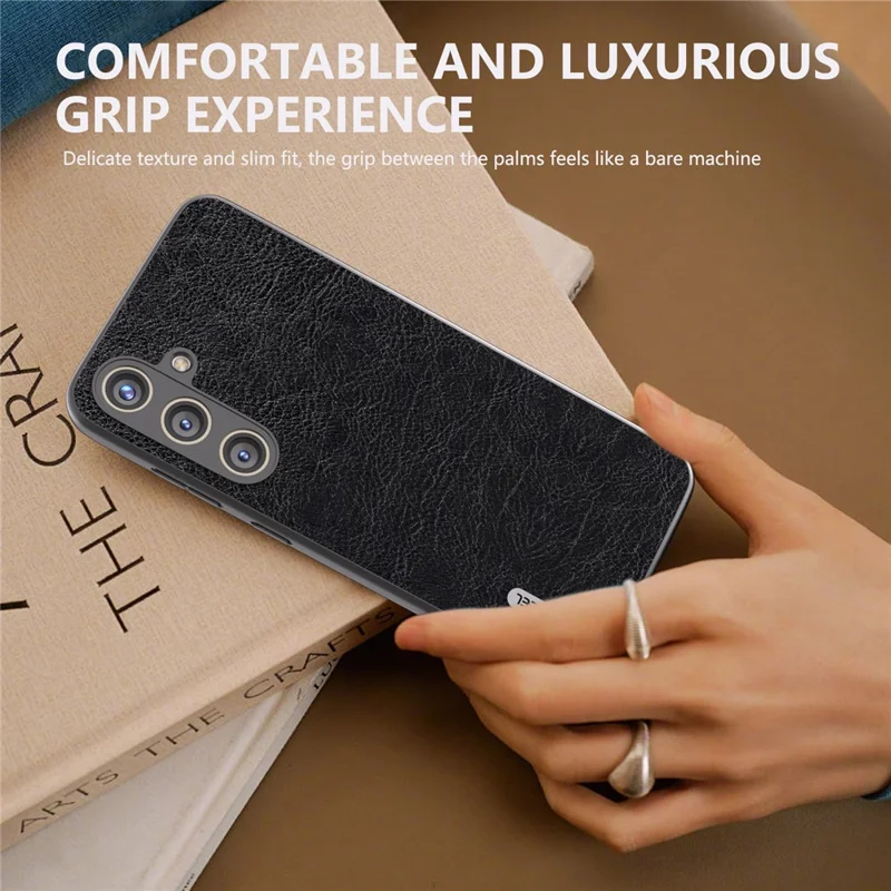 ABEEL For Samsung Galaxy S24 Retro Litchi Texture Cover PU Leather Camera Protection Phone Case - Black