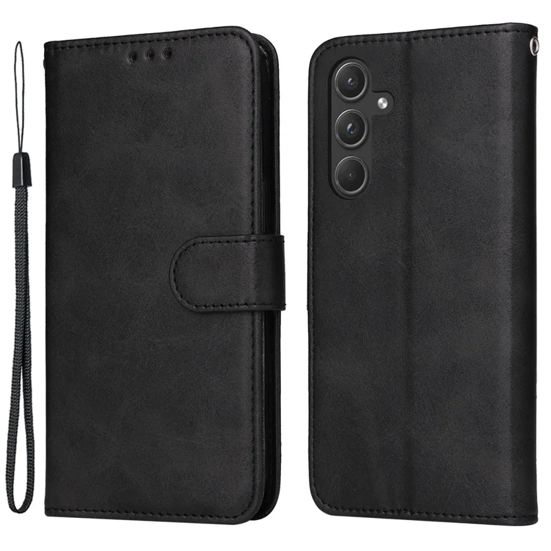 Per Samsung Galaxy A55 5G Case Classic Calf Texture Leather Phone Guard Cover with Card Slots - Nero