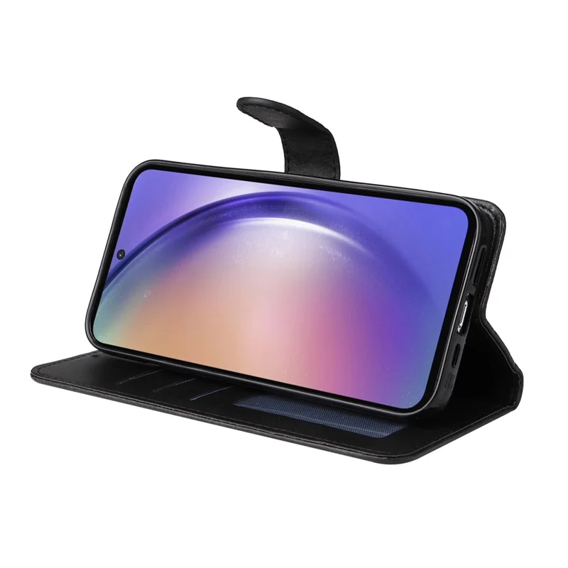 Per Samsung Galaxy A55 5G Case Classic Calf Texture Leather Phone Guard Cover with Card Slots - Nero