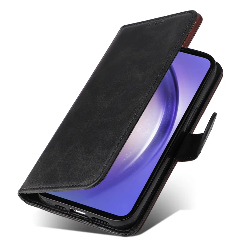 Per Samsung Galaxy A55 5G Case Classic Calf Texture Leather Phone Guard Cover with Card Slots - Nero