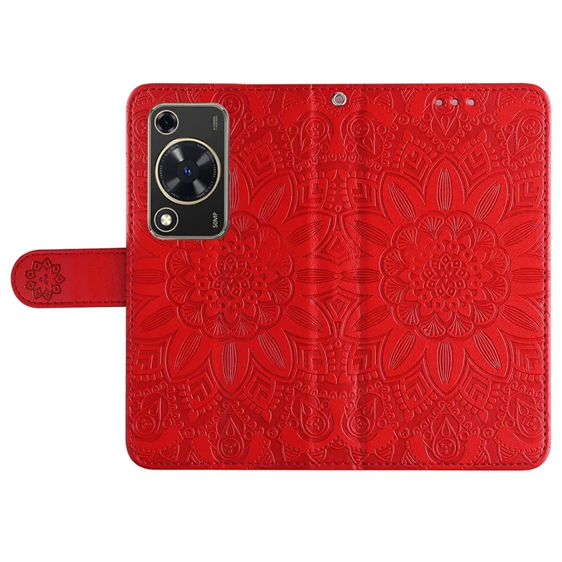 For Huawei Enjoy 70 4G / nova Y72 4G Case Imprinted Leather Case Phone Stand Cover Wallet - Red