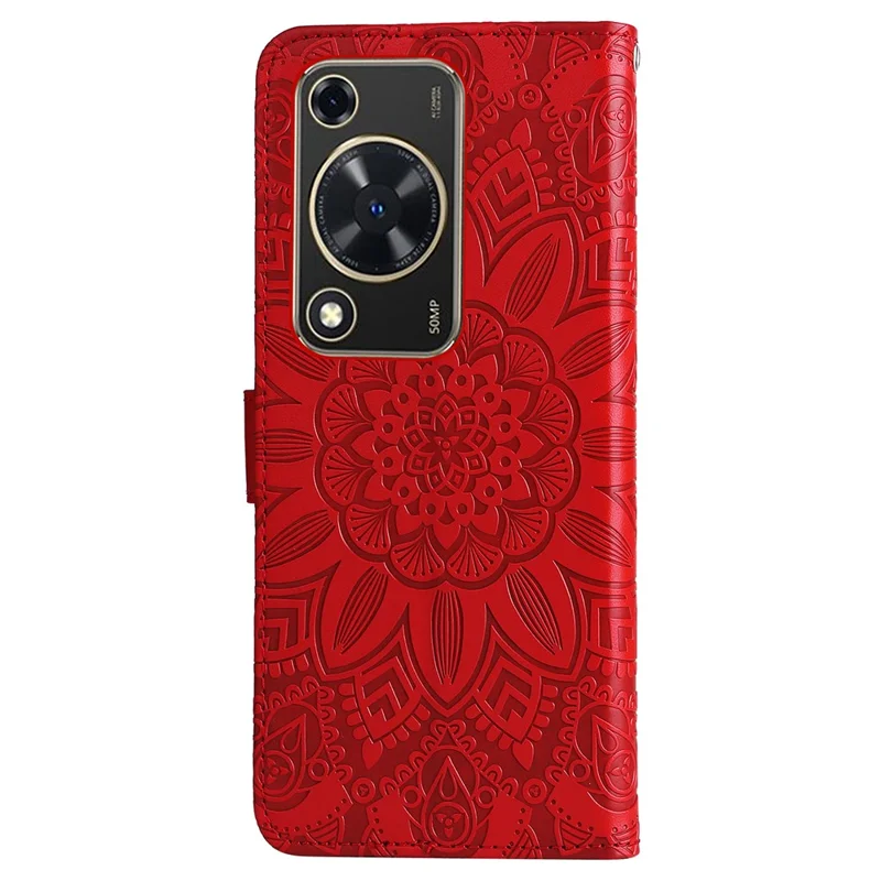 For Huawei Enjoy 70 4G / nova Y72 4G Case Imprinted Leather Case Phone Stand Cover Wallet - Red