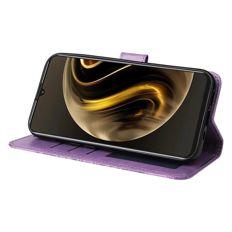 Pour Huawei Enjoy 70 4G / nova Y72 4G Étui Étui en cuir imprimé Étui Étui support de téléphone portefeuille - Violet