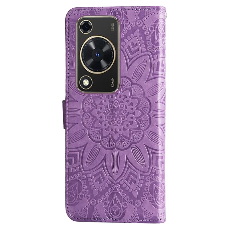 Pour Huawei Enjoy 70 4G / nova Y72 4G Étui Étui en cuir imprimé Étui Étui support de téléphone portefeuille - Violet