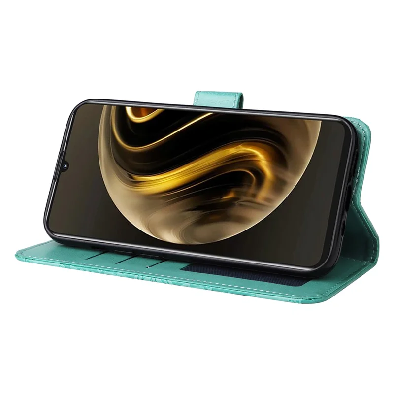 Pour Huawei Enjoy 70 4G / nova Y72 4G Étui en cuir imprimé Étui de support de téléphone portefeuille - Vert