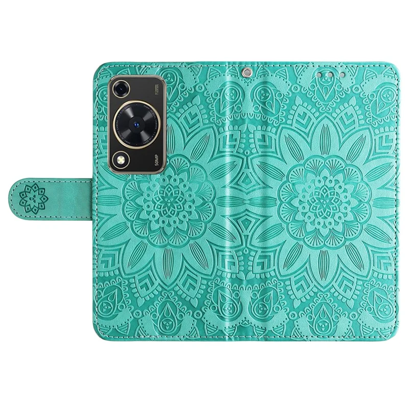 Pour Huawei Enjoy 70 4G / nova Y72 4G Étui en cuir imprimé Étui de support de téléphone portefeuille - Vert