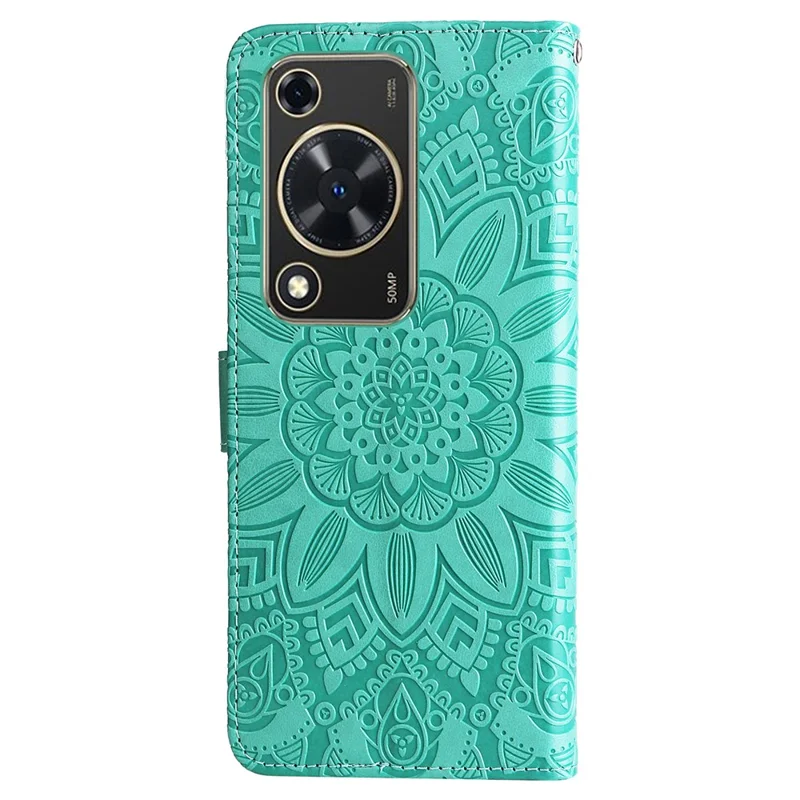 Pour Huawei Enjoy 70 4G / nova Y72 4G Étui en cuir imprimé Étui de support de téléphone portefeuille - Vert