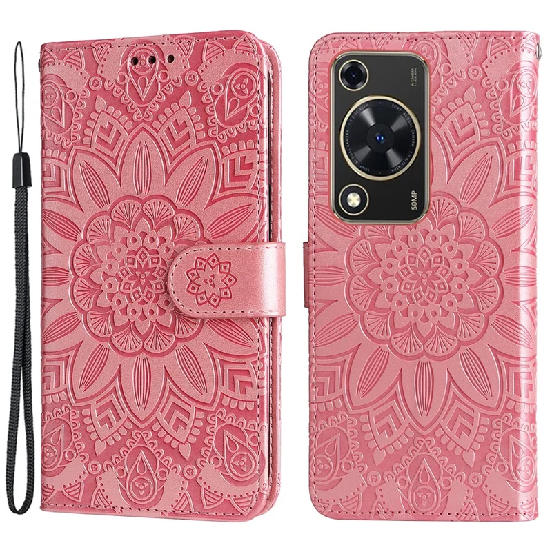 For Huawei Enjoy 70 4G / nova Y72 4G Case Imprinted Leather Case Phone Stand Cover Wallet - Pink