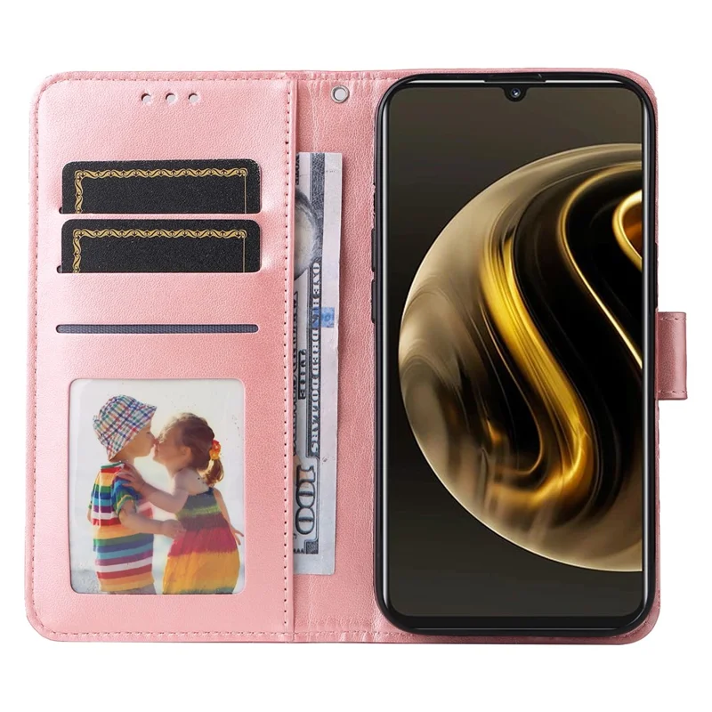 For Huawei Enjoy 70 4G / nova Y72 4G Case Imprinted Leather Case Phone Stand Cover Wallet - Pink
