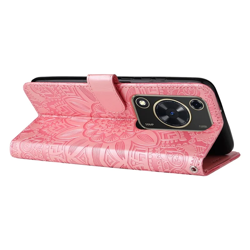 For Huawei Enjoy 70 4G / nova Y72 4G Case Imprinted Leather Case Phone Stand Cover Wallet - Pink