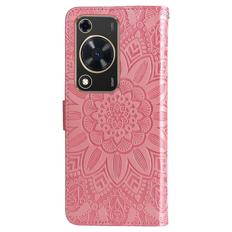 For Huawei Enjoy 70 4G / nova Y72 4G Case Imprinted Leather Case Phone Stand Cover Wallet - Pink