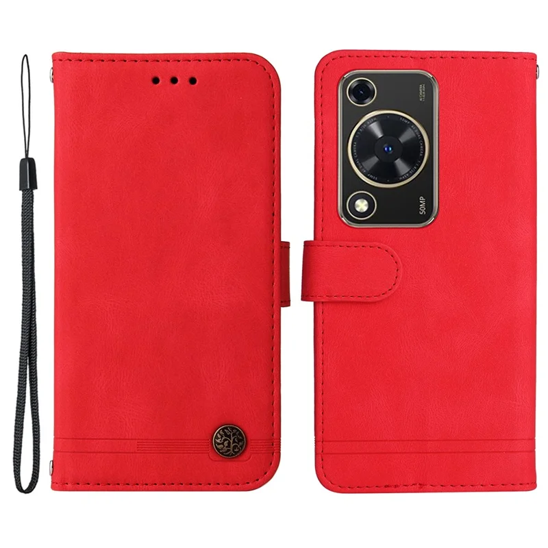 Para Huawei Enjoy 70 4G / nova Y72 4G Funda de Teléfono Billetera de Piel - Rojo