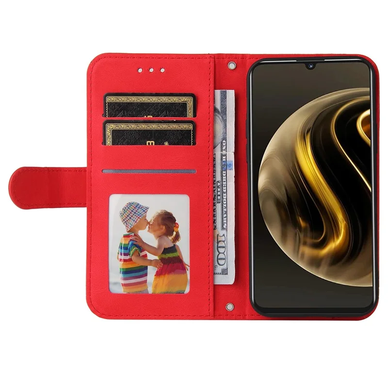 Para Huawei Enjoy 70 4G / nova Y72 4G Funda de Teléfono Billetera de Piel - Rojo