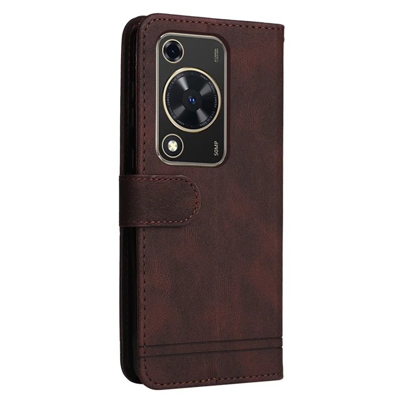 For Huawei Enjoy 70 4G / nova Y72 4G Leather Wallet Cases Skin Touch Phone Cover Stand with Strap - Brown