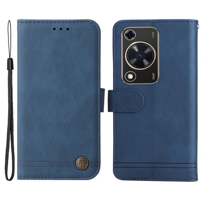 For Huawei Enjoy 70 4G / nova Y72 4G Leather Wallet Cases Skin Touch Phone Cover Stand with Strap - Blue
