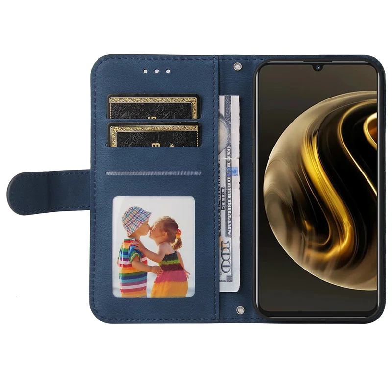 For Huawei Enjoy 70 4G / nova Y72 4G Leather Wallet Cases Skin Touch Phone Cover Stand with Strap - Blue