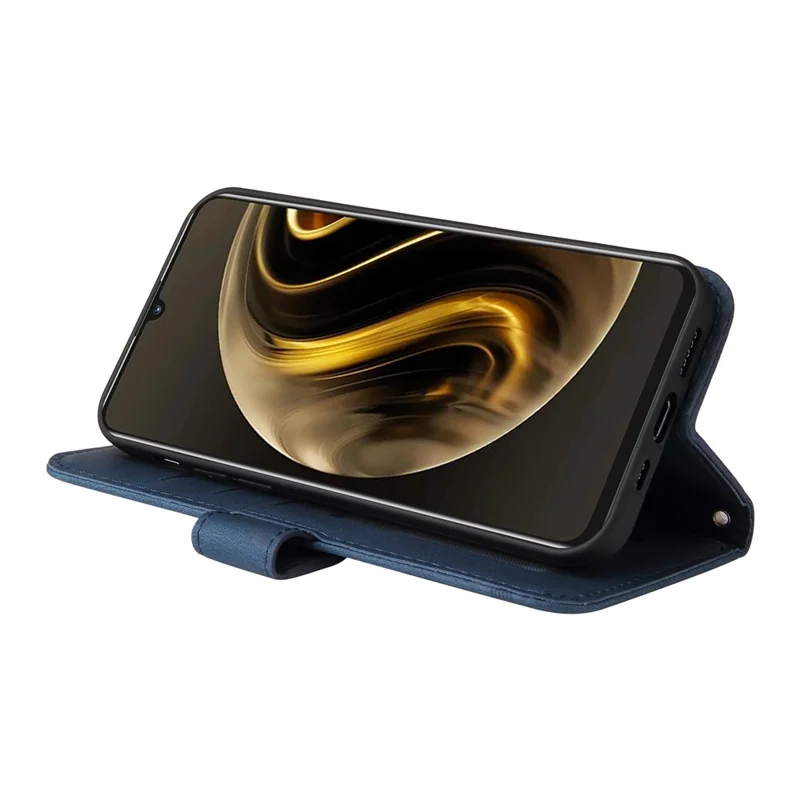 For Huawei Enjoy 70 4G / nova Y72 4G Leather Wallet Cases Skin Touch Phone Cover Stand with Strap - Blue