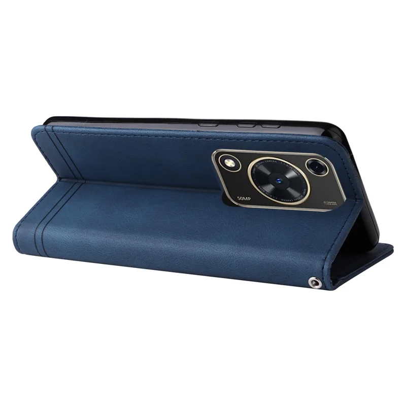 For Huawei Enjoy 70 4G / nova Y72 4G Leather Wallet Cases Skin Touch Phone Cover Stand with Strap - Blue