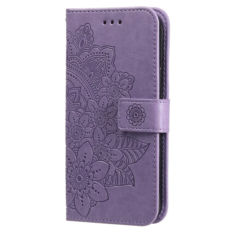 For Samsung Galaxy A55 5G Case Floral Pattern PU Leather Wallet Stand Phone Cover - Purple