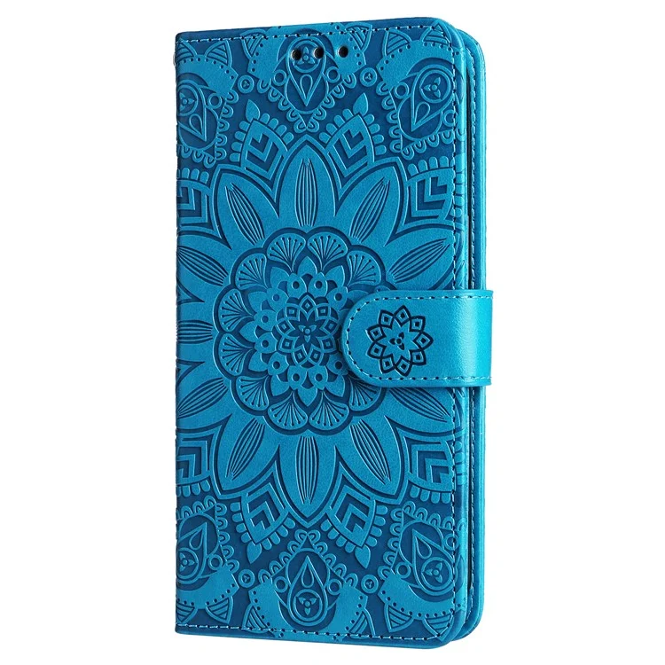 For Samsung Galaxy A55 5G Case Wallet Stand Imprinted PU Leather Phone Cover - Blue