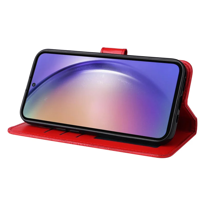 For Samsung Galaxy A55 5G Case Wallet Stand Imprinted PU Leather Phone Cover - Red