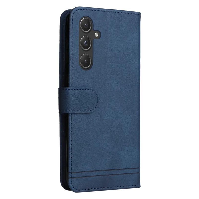 For Samsung Galaxy A55 5G Leather Wallet Cases Skin Touch Phone Cover Stand with Strap - Blue