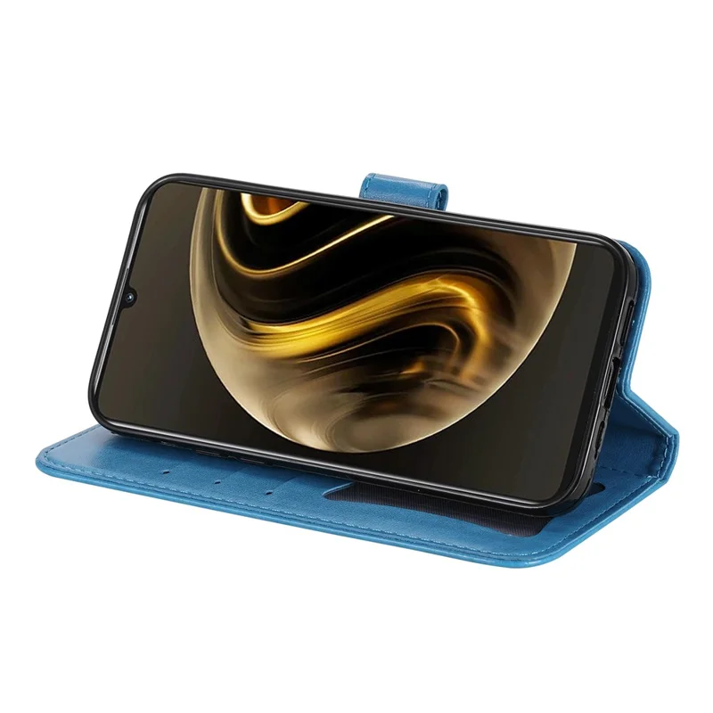 For Huawei Enjoy 70 4G / nova Y72 4G Case Floral Pattern PU Leather Wallet Stand Phone Cover - Blue