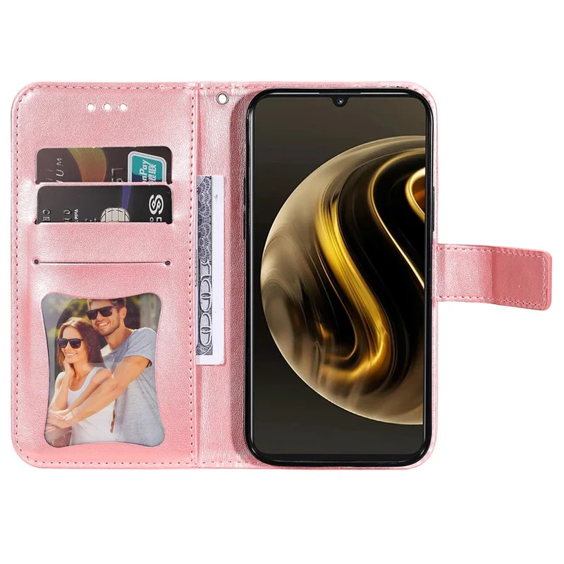 Для Huawei Enjoy 70 4G / nova Y72 4G Кошелек Чехол для телефона Цветочный дизайн Узор PU Кожаный Флип-чехол - Розовый