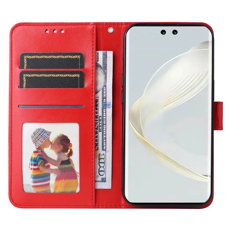 Phone Case for Huawei nova 12 Pro 5G / nova 12 Ultra 5G PU Leather Stand Phone Cover Wallet - Red