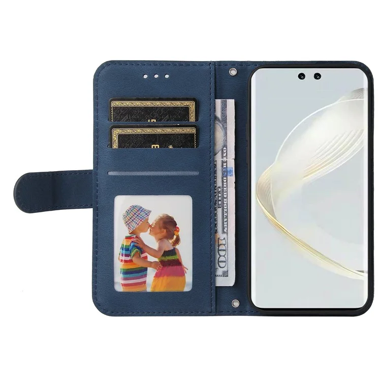 Pour Huawei nova 12 Pro 5G / nova 12 Ultra 5G Étui rabat en cuir PU Étui de téléphone magnétique antichoc - Bleu