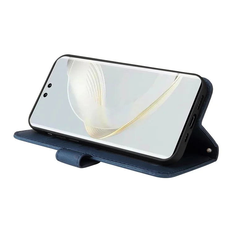 Pour Huawei nova 12 Pro 5G / nova 12 Ultra 5G Étui rabat en cuir PU Étui de téléphone magnétique antichoc - Bleu