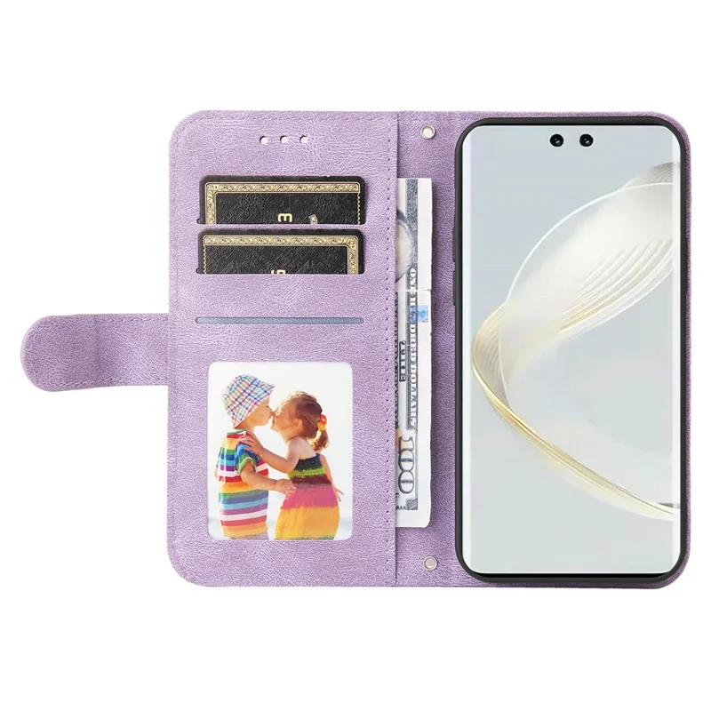 For Huawei nova 12 Pro 5G / nova 12 Ultra 5G Leather Wallet Cases Skin Touch Phone Cover Stand with Strap - Purple