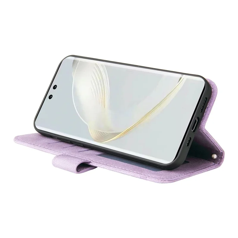 For Huawei nova 12 Pro 5G / nova 12 Ultra 5G Leather Wallet Cases Skin Touch Phone Cover Stand with Strap - Purple
