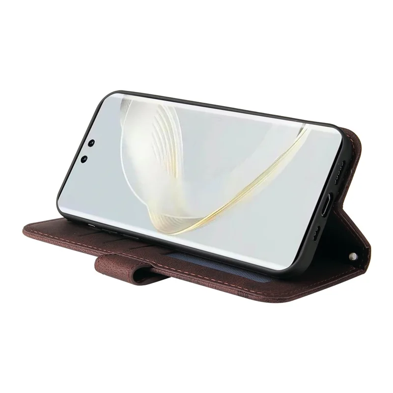 For Huawei nova 12 Pro 5G / nova 12 Ultra 5G Leather Wallet Cases Skin Touch Phone Cover Stand with Strap - Brown