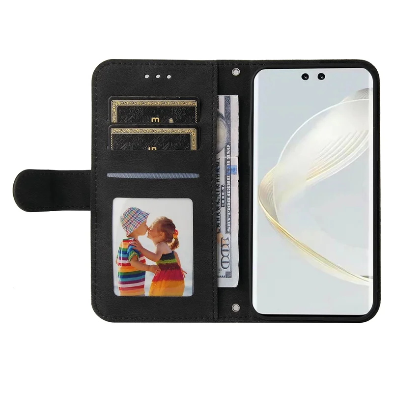 Para Huawei nova 12 Pro 5G / nova 12 Ultra 5G Capa Flip de Couro PU com Suporte Magnético Resistente a Choques - Preto