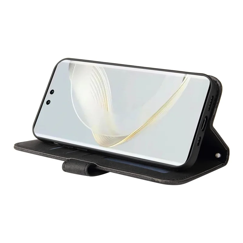 Para Huawei nova 12 Pro 5G / nova 12 Ultra 5G Capa Flip de Couro PU com Suporte Magnético Resistente a Choques - Preto