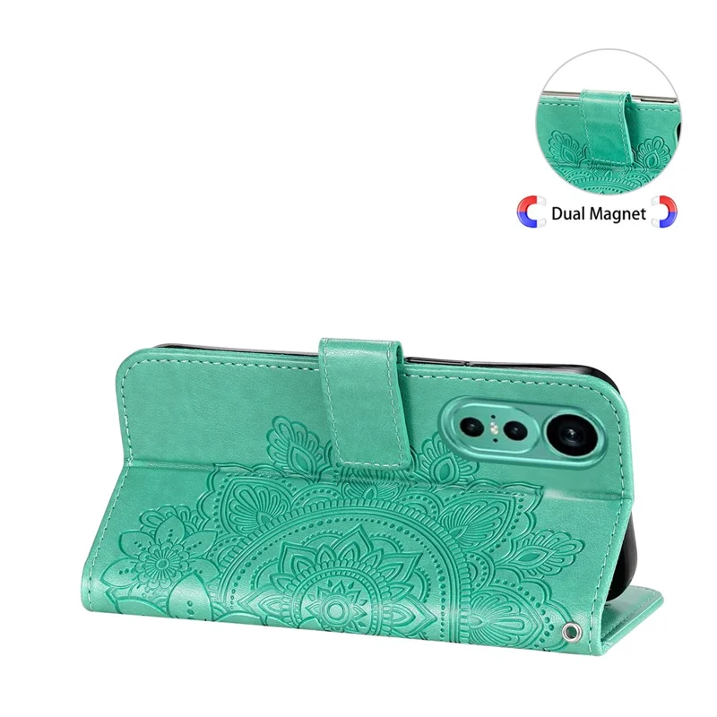 For Huawei nova 12 5G Case Floral Pattern PU Leather Wallet Stand Phone Cover - Green