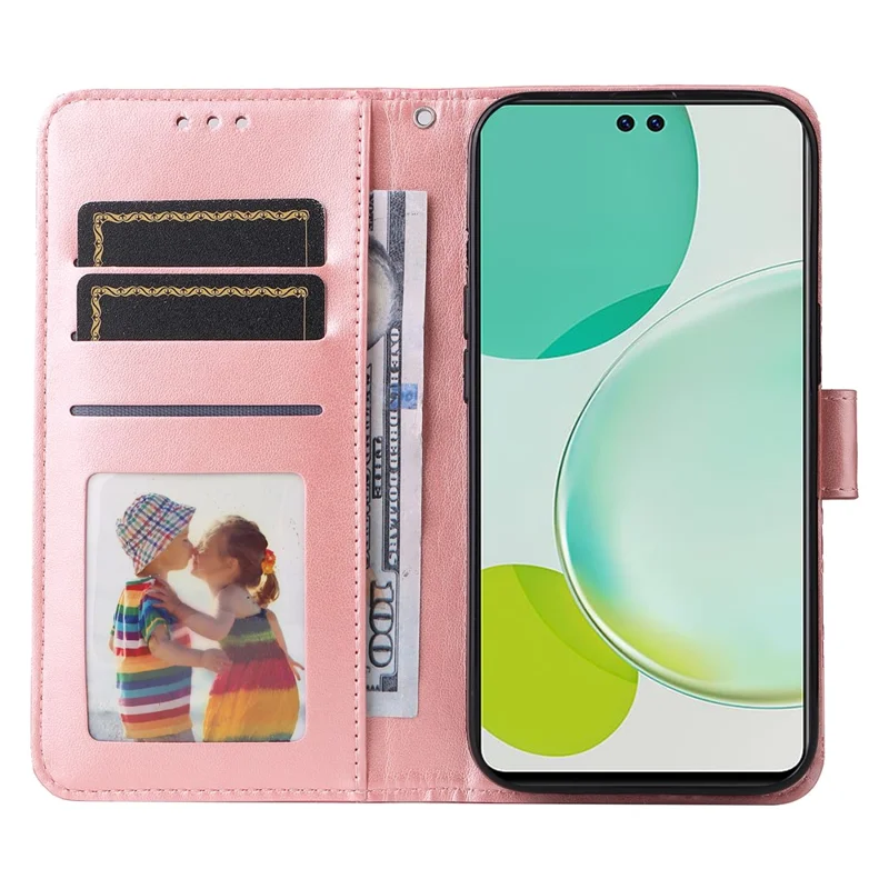 Til Huawei nova 12 5G Wallet Ståplader Solhjul Læderetui Telefondæksel - Pink