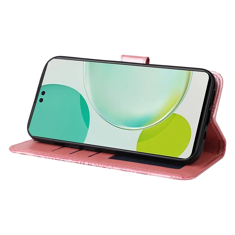Til Huawei nova 12 5G Wallet Ståplader Solhjul Læderetui Telefondæksel - Pink