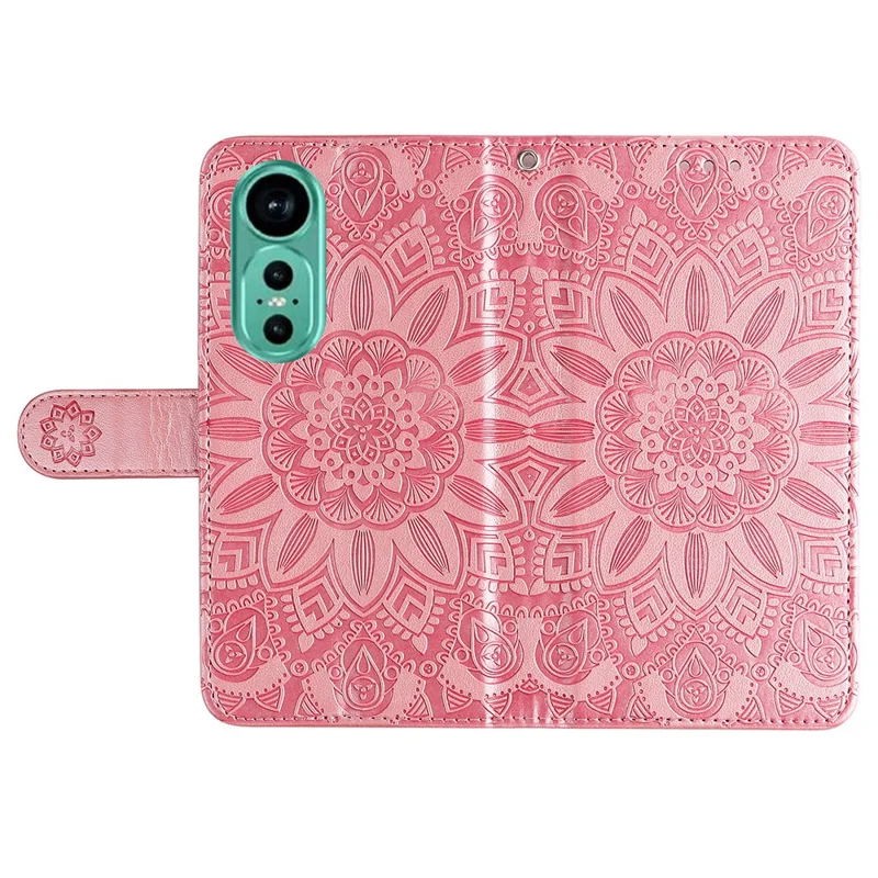 Til Huawei nova 12 5G Wallet Ståplader Solhjul Læderetui Telefondæksel - Pink
