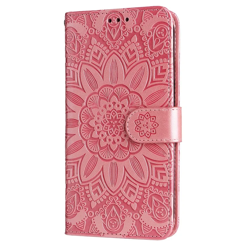 Til Huawei nova 12 5G Wallet Ståplader Solhjul Læderetui Telefondæksel - Pink