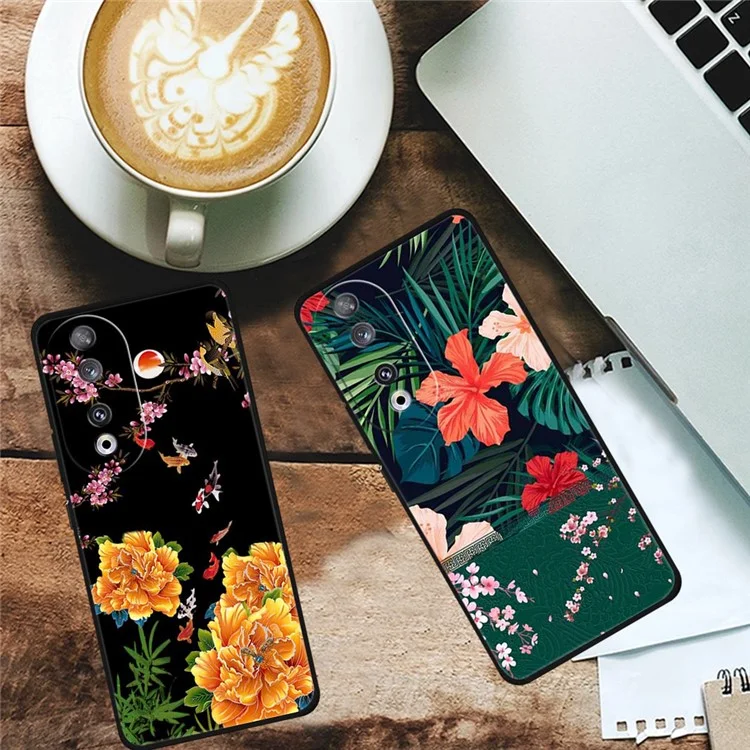 For Honor 90 Phone Case Chinese Culture Pattern TPU Phone Cover - Golden Carp Surfing