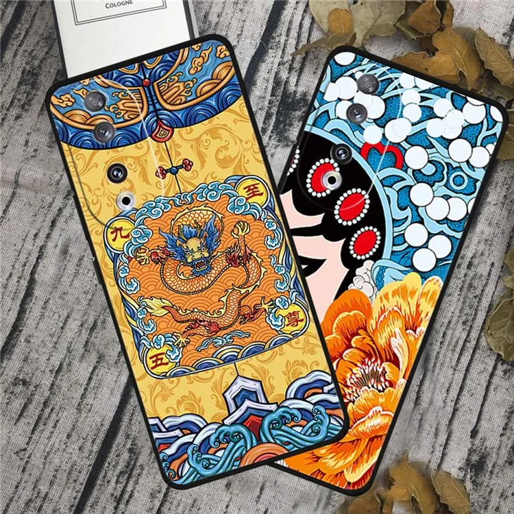 For Honor 90 Phone Case Chinese Culture Pattern TPU Phone Cover - Golden Carp Surfing